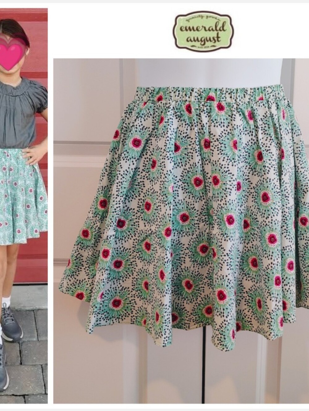 Emerald August Floral Skirt (Boutique Brand)